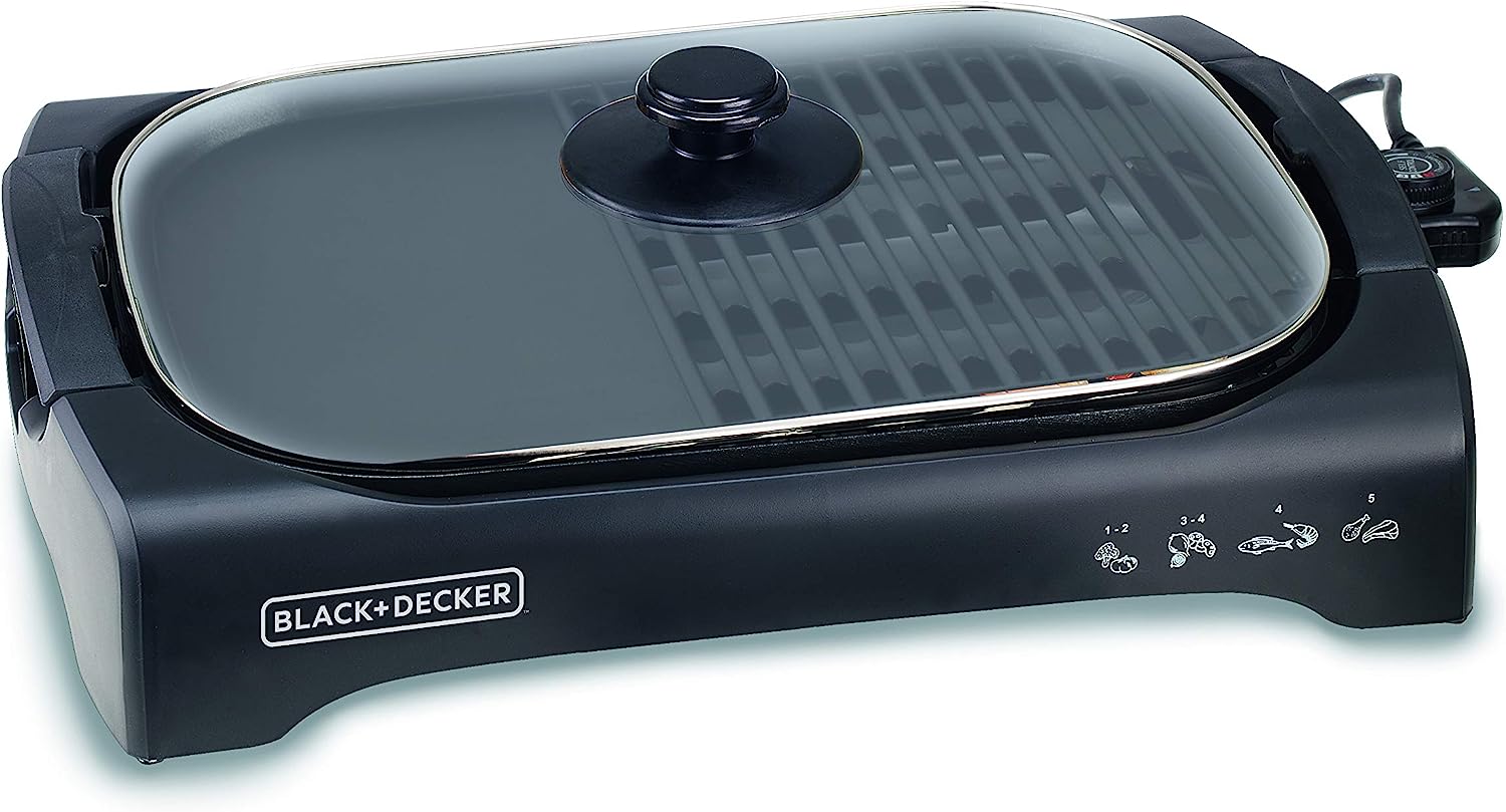 گریل تخت باز مدل Black & Decker Open Flat Grill With Glass Lid